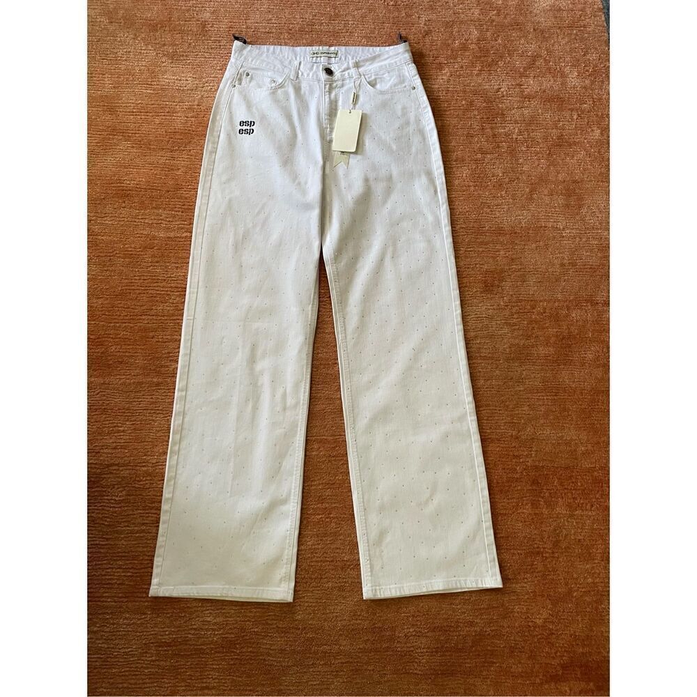 NWT ESPARANTO Bedazzled High  Rise White Jeans